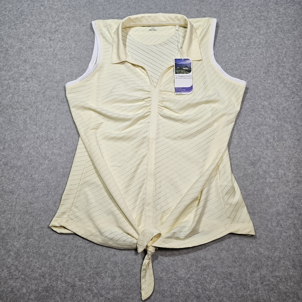 Pebble Beach Dry-Luxe Performance Sleeveless Golf Shirt Womens Size XL Yellow
